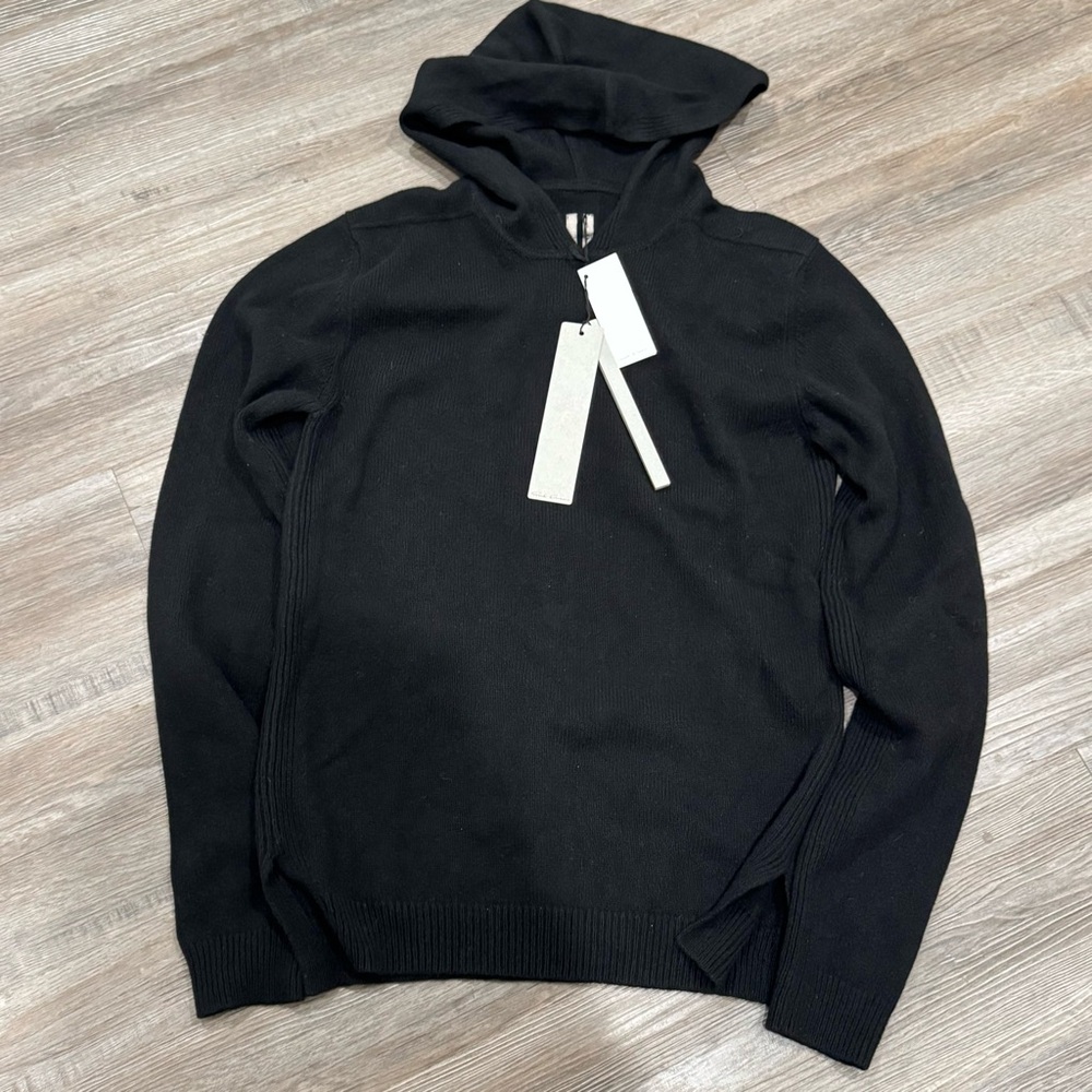 Rick Owens Recycled Cashmere Hoodie Black Pullover Cardigan